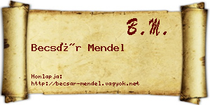 Becsár Mendel névjegykártya